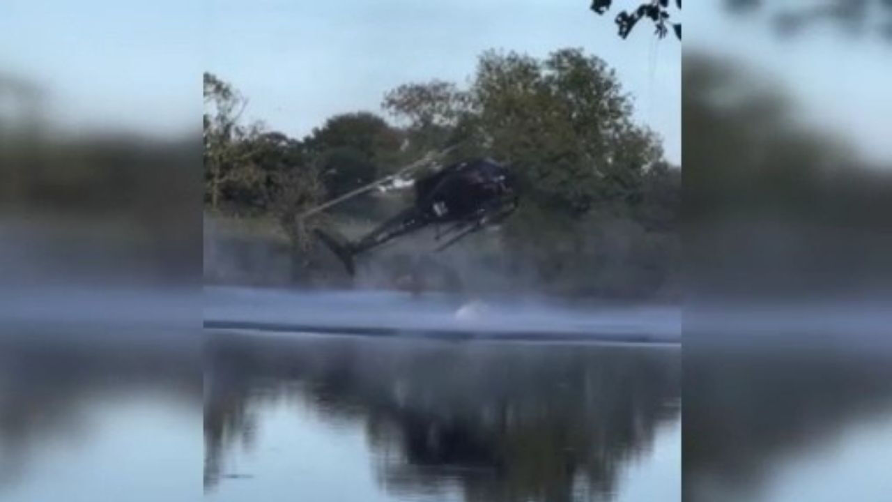 Fransa'da korku dolu anlar! Yangına müdahale eden helikopter göle düştü - 1. Resim