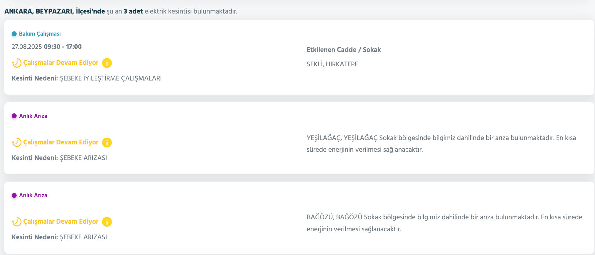 27 Ağustos Ankara elektrik kesintisi listesi! Çankaya, Etimesgut, Gölbaşı, Keçiören'de elektrikler ne zaman gelecek? - 6. Resim
