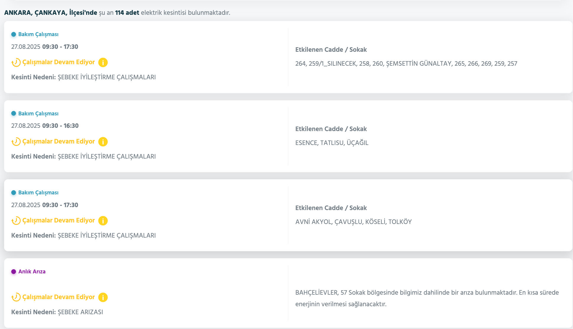 27 Ağustos Ankara elektrik kesintisi listesi! Çankaya, Etimesgut, Gölbaşı, Keçiören'de elektrikler ne zaman gelecek? - 8. Resim
