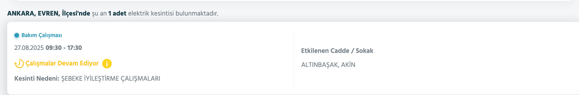 27 Ağustos Ankara elektrik kesintisi listesi! Çankaya, Etimesgut, Gölbaşı, Keçiören'de elektrikler ne zaman gelecek? - 12. Resim