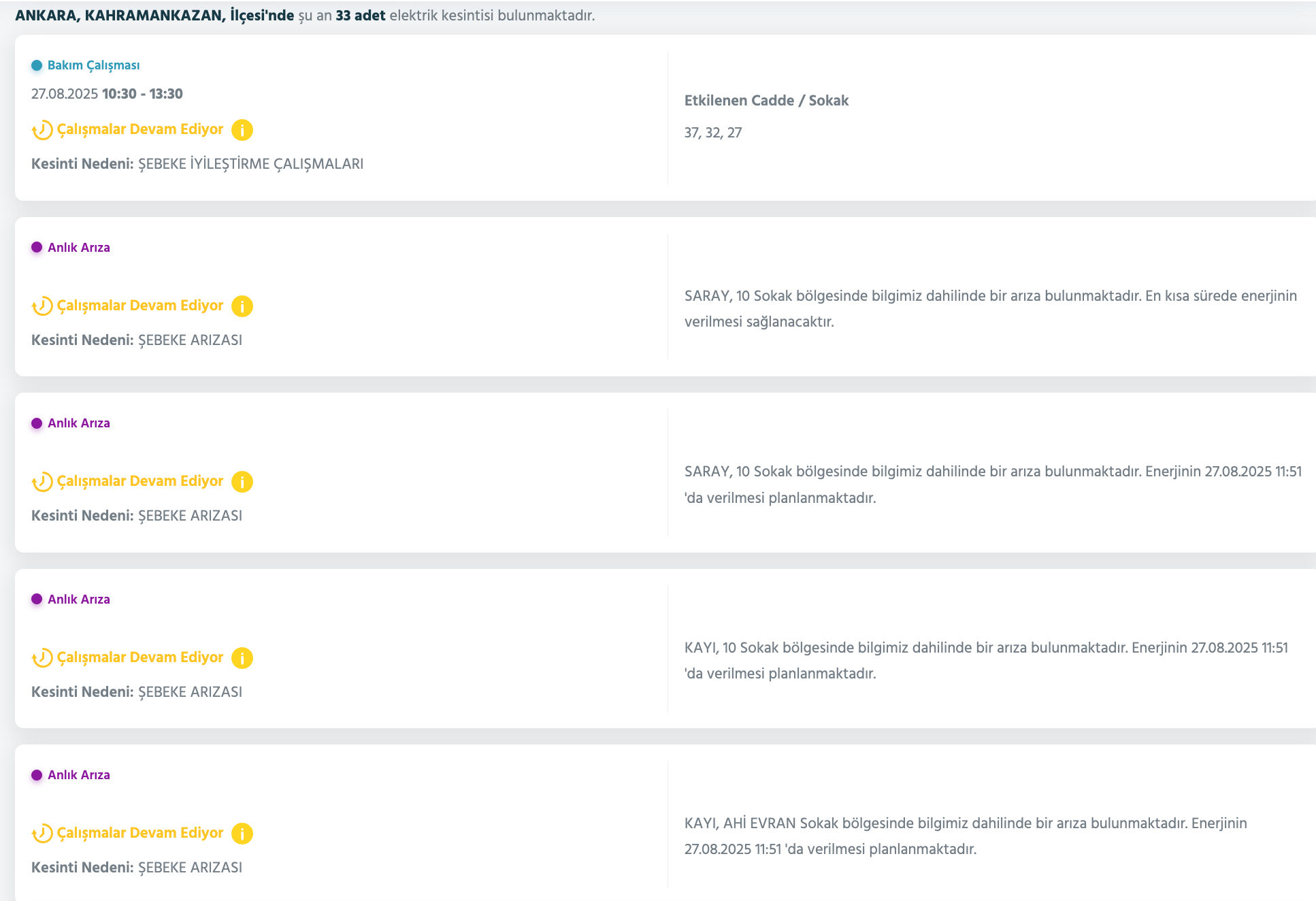 27 Ağustos Ankara elektrik kesintisi listesi! Çankaya, Etimesgut, Gölbaşı, Keçiören'de elektrikler ne zaman gelecek? - 16. Resim