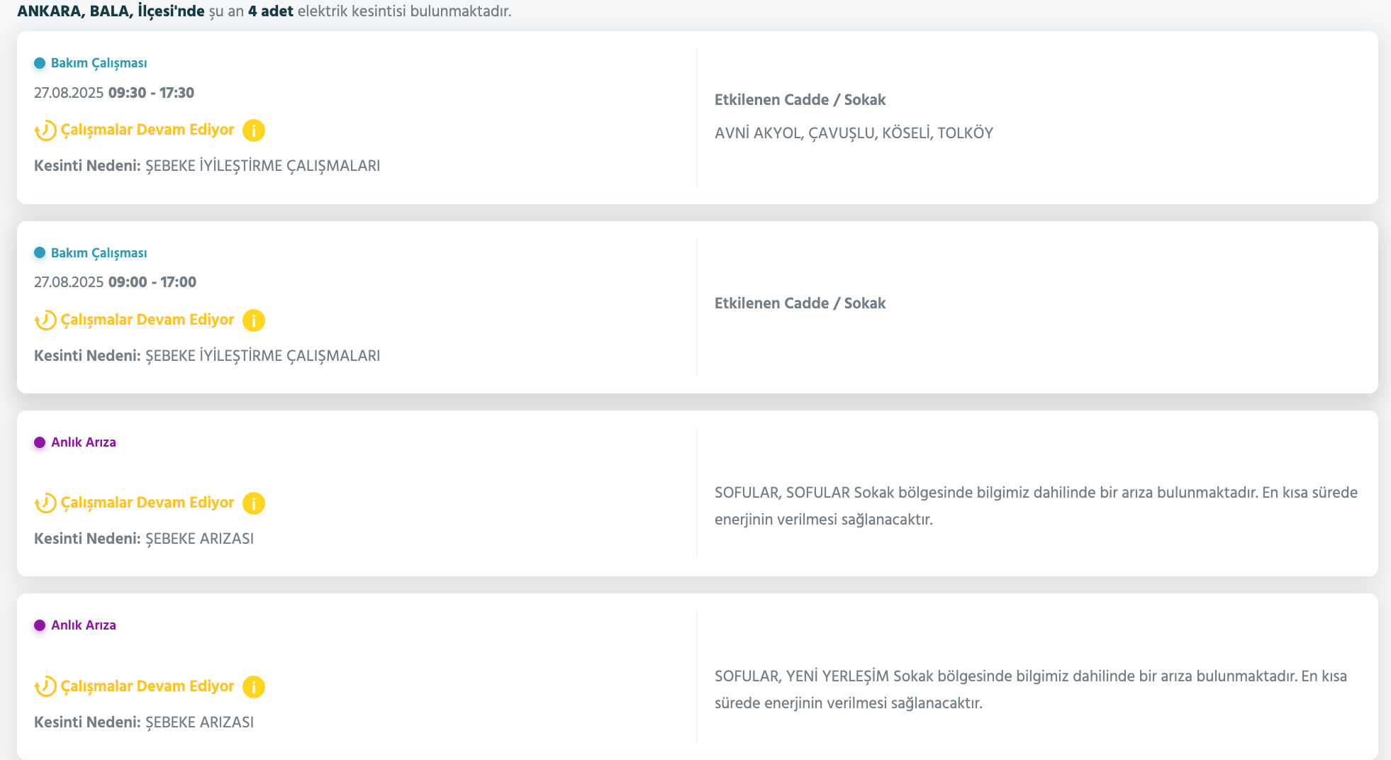 27 Ağustos Ankara elektrik kesintisi listesi! Çankaya, Etimesgut, Gölbaşı, Keçiören'de elektrikler ne zaman gelecek? - 5. Resim