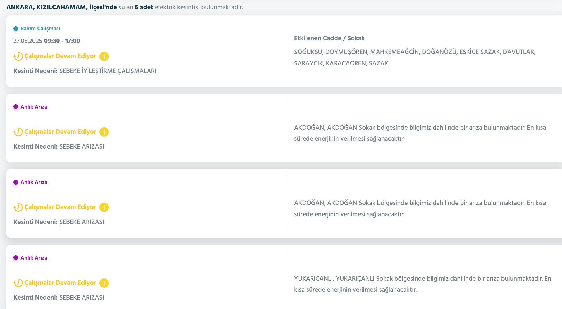 27 Ağustos Ankara elektrik kesintisi listesi! Çankaya, Etimesgut, Gölbaşı, Keçiören'de elektrikler ne zaman gelecek? - 20. Resim