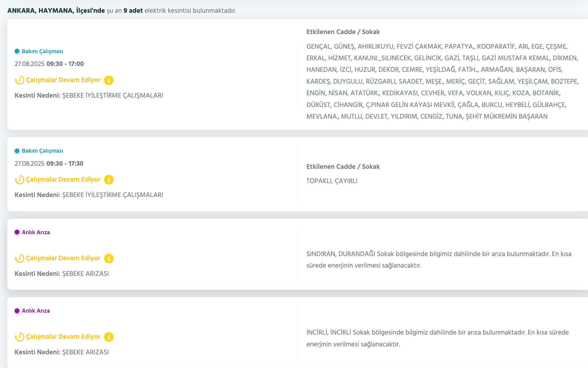 27 Ağustos Ankara elektrik kesintisi listesi! Çankaya, Etimesgut, Gölbaşı, Keçiören'de elektrikler ne zaman gelecek? - 15. Resim