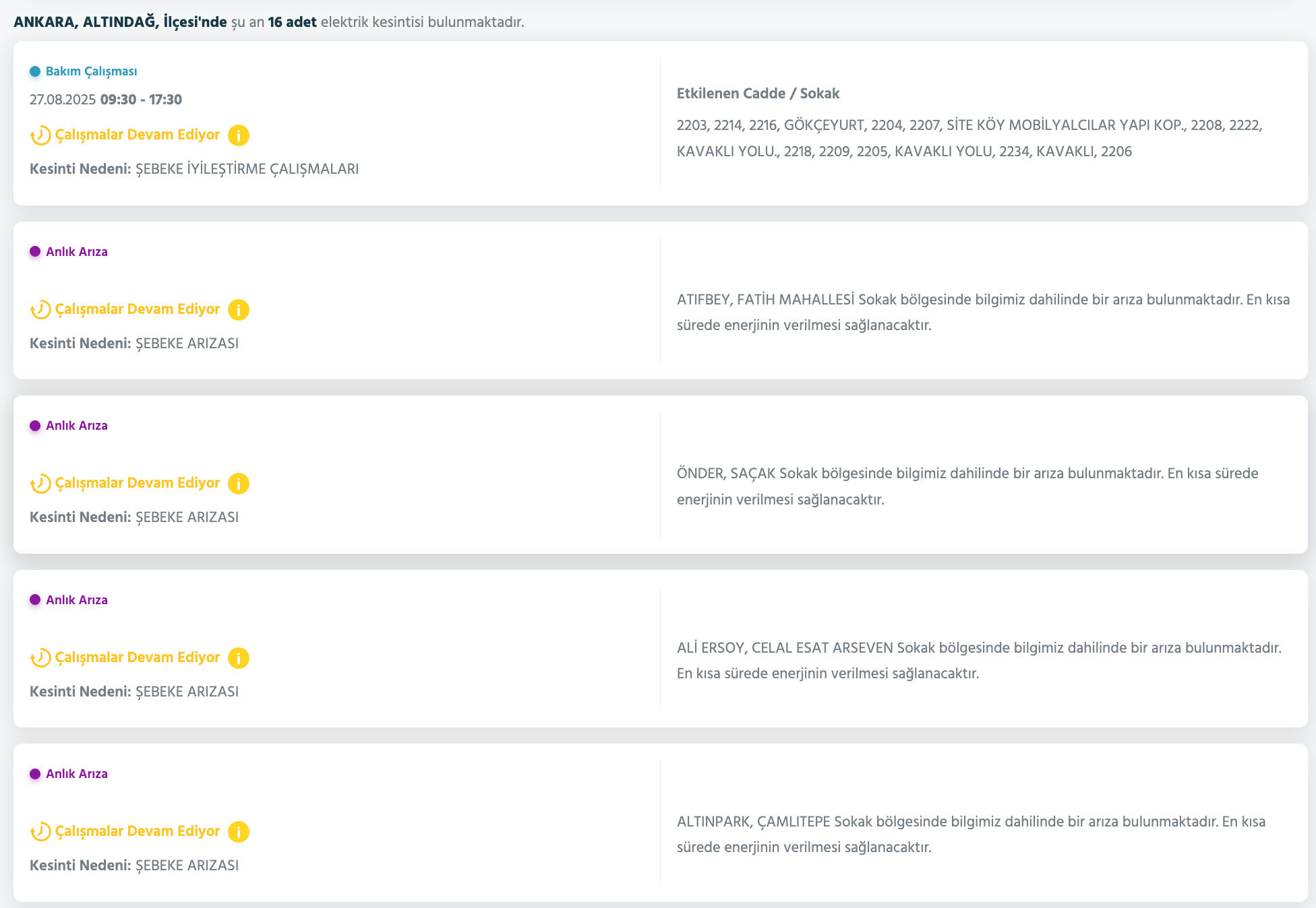 27 Ağustos Ankara elektrik kesintisi listesi! Çankaya, Etimesgut, Gölbaşı, Keçiören'de elektrikler ne zaman gelecek? - 3. Resim