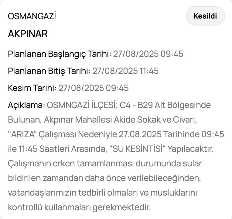 27 Ağustos Bursa su kesintisi! Bursa'da sular ne zaman, saat kaçta gelecek? - 6. Resim