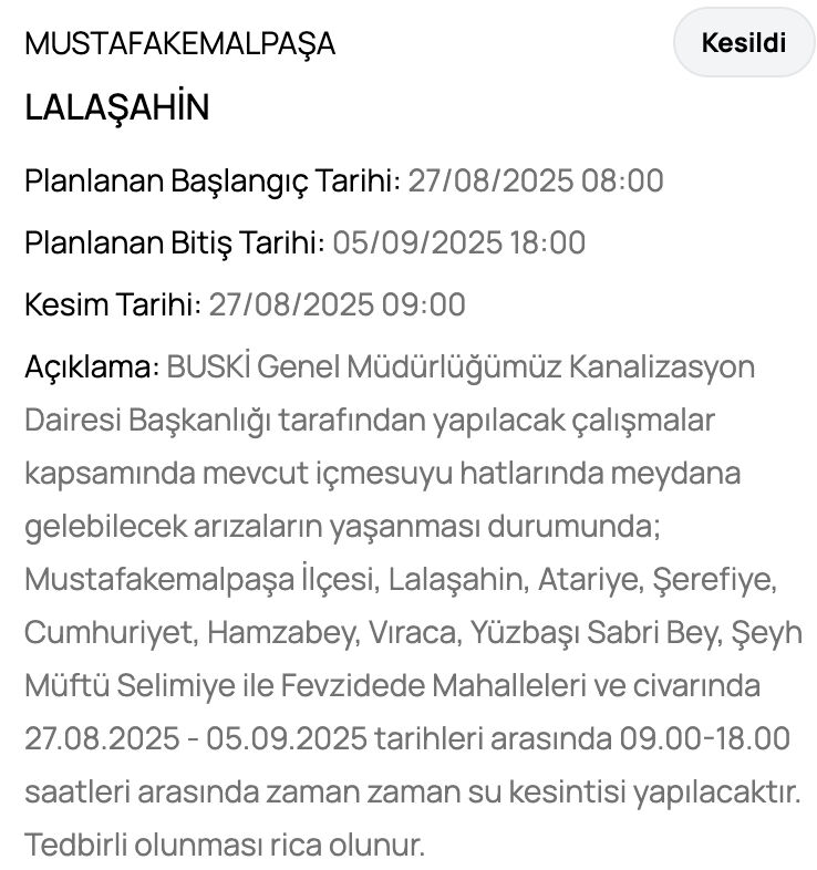 27 Ağustos Bursa su kesintisi! Bursa'da sular ne zaman, saat kaçta gelecek? - 3. Resim