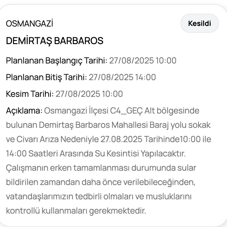 27 Ağustos Bursa su kesintisi! Bursa'da sular ne zaman, saat kaçta gelecek? - 8. Resim