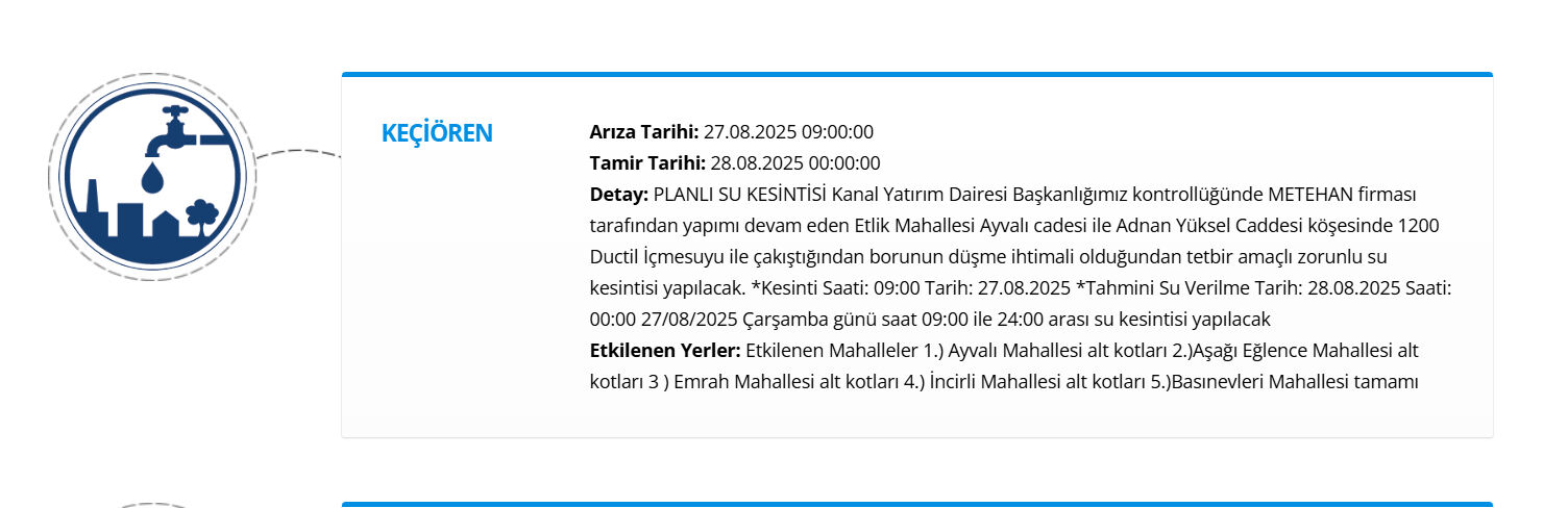 ASKİ Ankara su kesintisi 27 Ağustos 2025! Ankara'da sular ne zaman gelecek? - 2. Resim