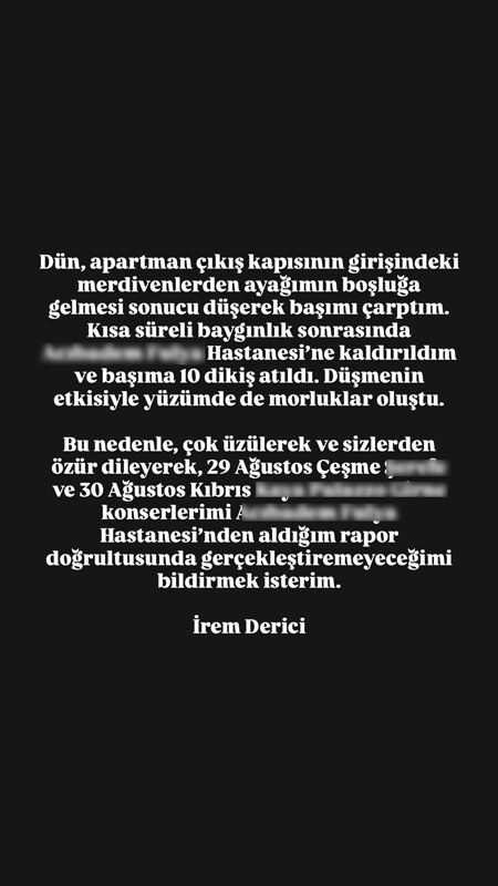 İrem Derici’nin kaza haberi hayranlarını üzdü! “Başıma 10 dikiş atıldı, konserlerim iptal” - 2. Resim
