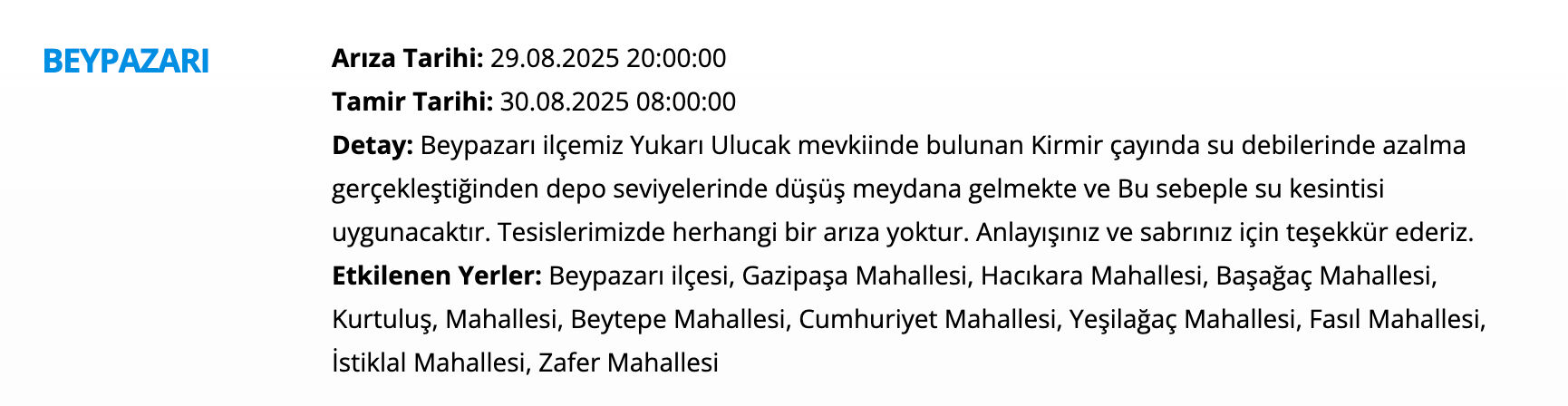 ASKİ su kesintisi: Ankara su kesintisi ne zaman bitecek? Elmadağ, Pursaklar, Beypazarı... - 4. Resim