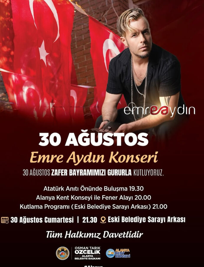 30 Ağustos Antalya konseri 2025! Antalya'da konserler saat kaçta başlayacak? Bugün Emre Aydın, Kolpa sahnede! - 2. Resim