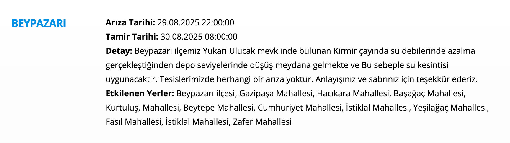 Ankara su kesintisi: Yenimahalle, Ke&ccedil;i&ouml;ren, Sincan, Yenimahalle....Ankara''da sular ne zaman, saat ka&ccedil;ta gelecek? - 11. Resim