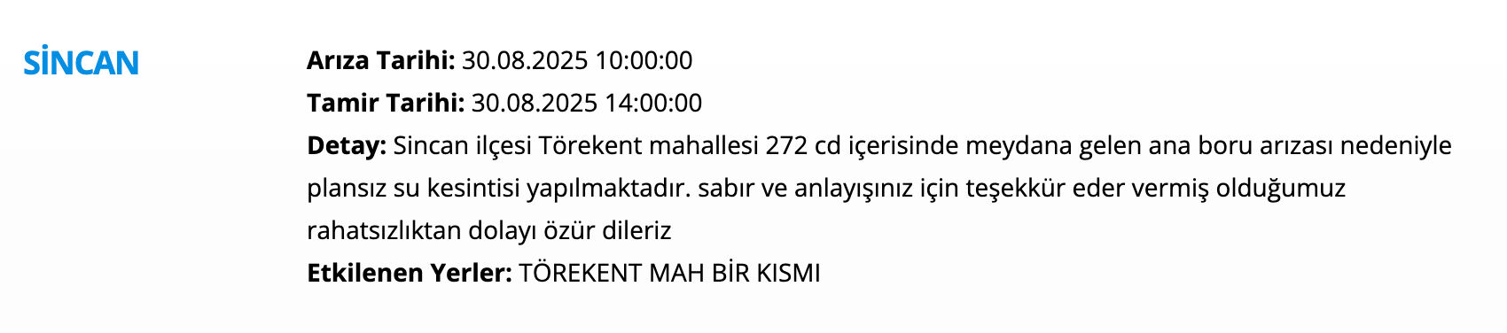 Ankara su kesintisi: Yenimahalle, Ke&ccedil;i&ouml;ren, Sincan, Yenimahalle....Ankara''da sular ne zaman, saat ka&ccedil;ta gelecek? - 8. Resim