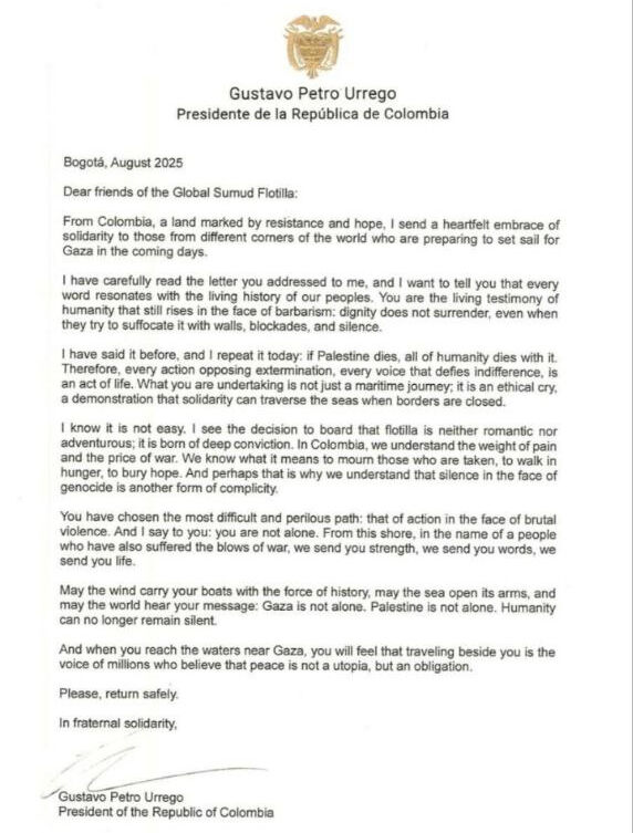 Kolombiya liderinden Küresel Gazze filosuna büyük destek! - 1. Resim