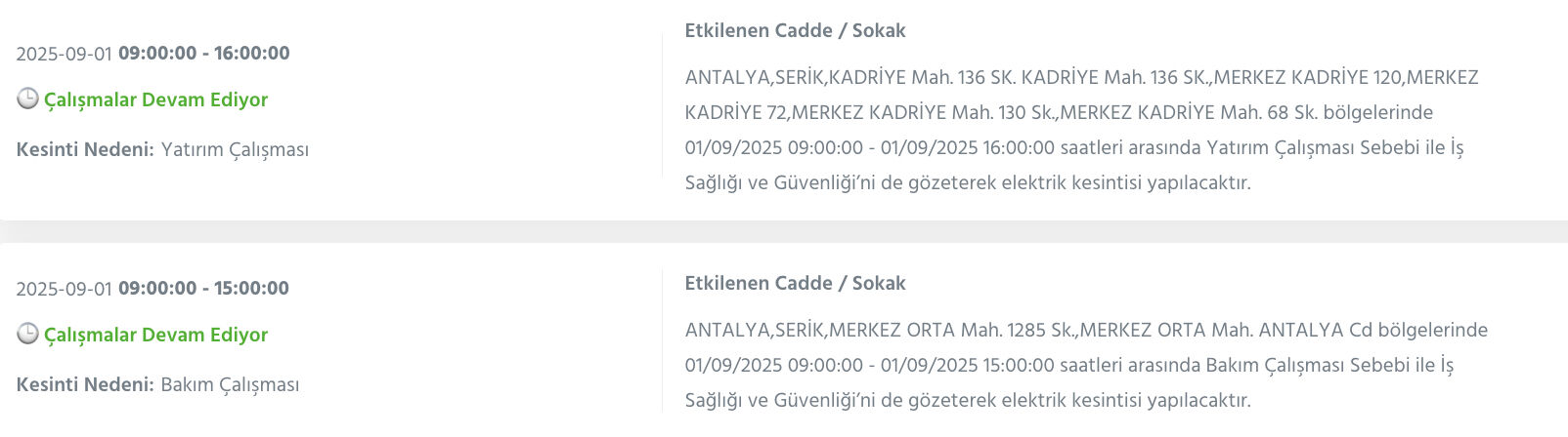 Antalya elektrik kesintisi 1-2 Eylül listesi! Antalya'da elektrikler ne zaman, saat kaçta gelecek? - 4. Resim