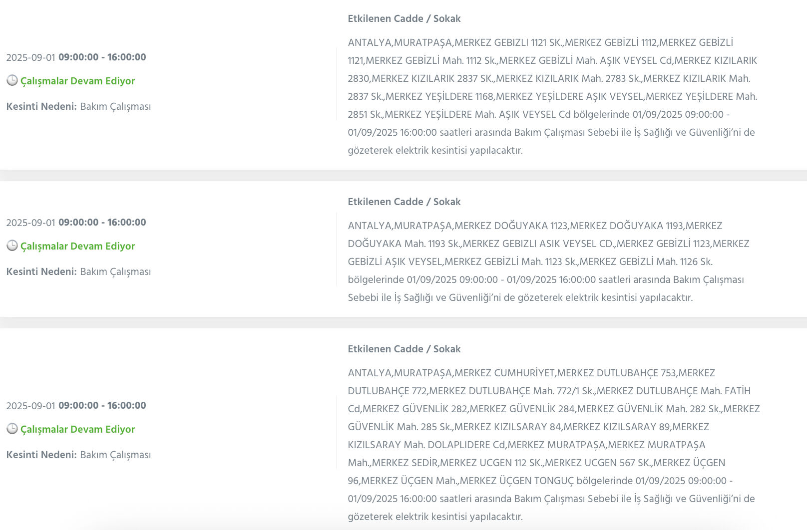 Antalya elektrik kesintisi 1-2 Eylül listesi! Antalya'da elektrikler ne zaman, saat kaçta gelecek? - 1. Resim