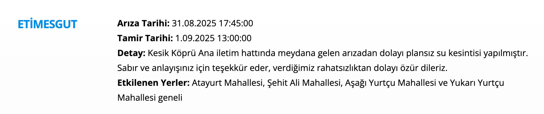 ASKİ su kesintisi! Keçiören ve Etimesgut'ta sular ne zaman, saat kaçta gelecek? - 2. Resim