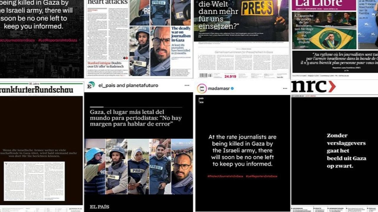 250’den fazla gazete ilk sayfalarını Gazze için kararttı! Dünya tek ses oldu: Artık yeter! 250’den fazla gazete ilk sayfalarını Gazze için kararttı! Dünya tek ses oldu: Artık yeter!