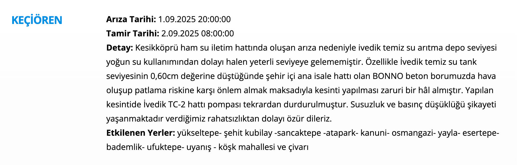ASKİ su kesintisi sorgulama listesi! Ankara'da sular ne zaman gelecek? Sincan, Etimesgut, Keçiören.... - 7. Resim