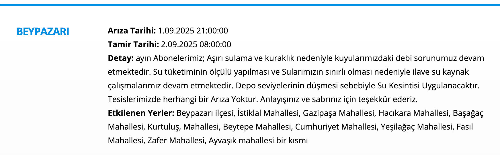 ASKİ su kesintisi sorgulama listesi! Ankara'da sular ne zaman gelecek? Sincan, Etimesgut, Keçiören.... - 2. Resim