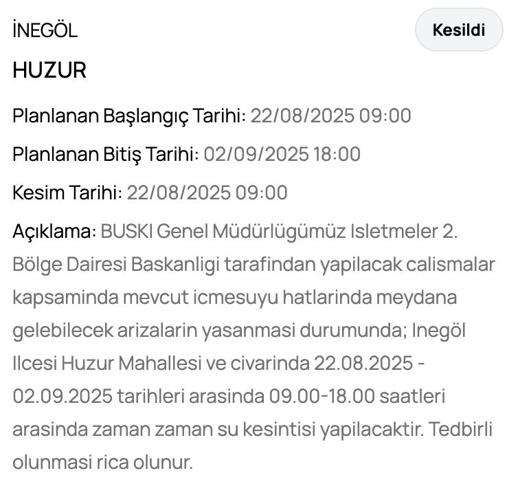 BUSKİ su kesintisi sorgulama! 2 Eylül'de Bursa'da sular ne zaman gelecek? BUSKİ su kesintisi sorgulama! 1 Eylül'de Bursa'da sular ne zaman gelecek? - 5. Resim