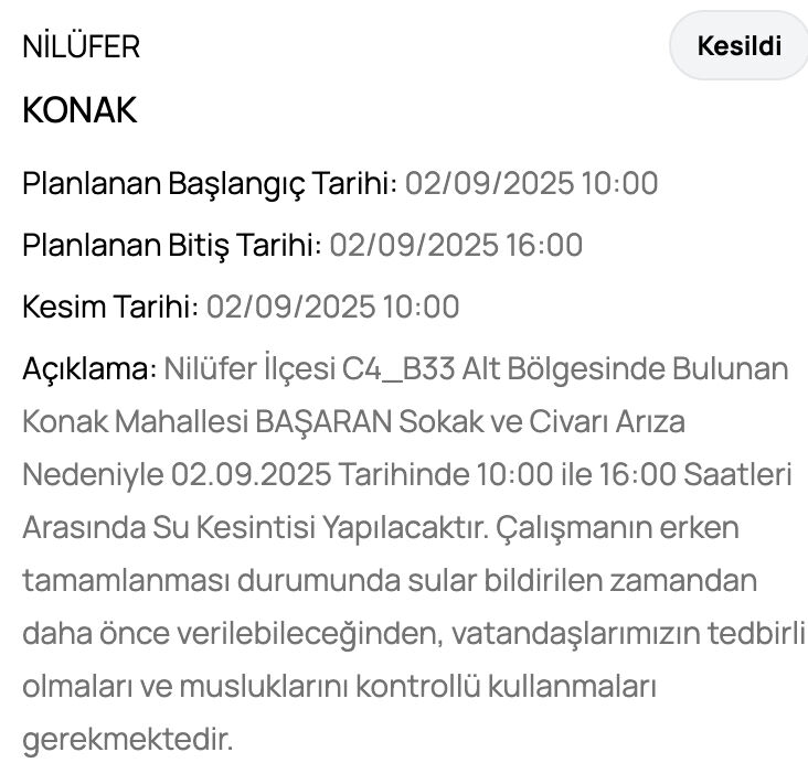 BUSKİ su kesintisi sorgulama! 2 Eylül'de Bursa'da sular ne zaman gelecek? BUSKİ su kesintisi sorgulama! 1 Eylül'de Bursa'da sular ne zaman gelecek? - 7. Resim
