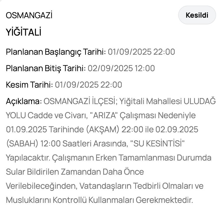 BUSKİ su kesintisi sorgulama! 2 Eylül'de Bursa'da sular ne zaman gelecek? BUSKİ su kesintisi sorgulama! 1 Eylül'de Bursa'da sular ne zaman gelecek? - 10. Resim