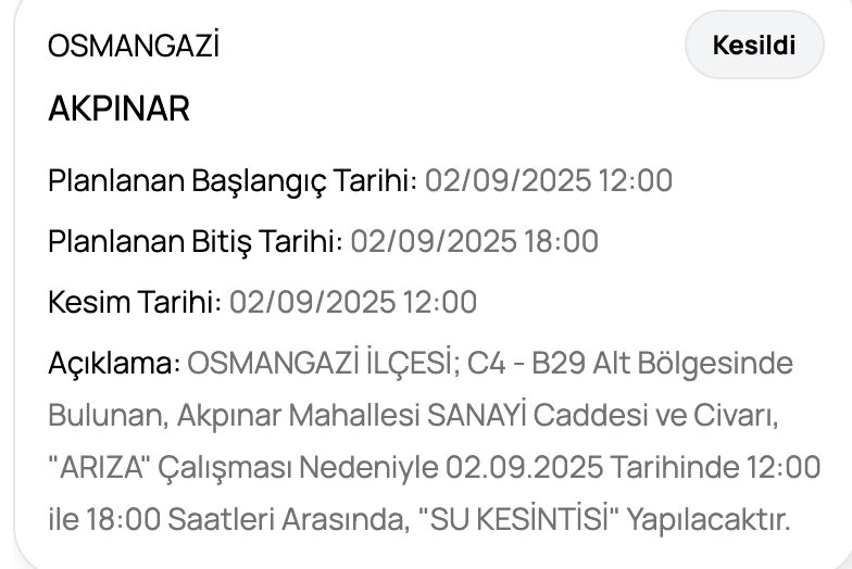 BUSKİ su kesintisi sorgulama! 2 Eylül'de Bursa'da sular ne zaman gelecek? BUSKİ su kesintisi sorgulama! 1 Eylül'de Bursa'da sular ne zaman gelecek? - 8. Resim
