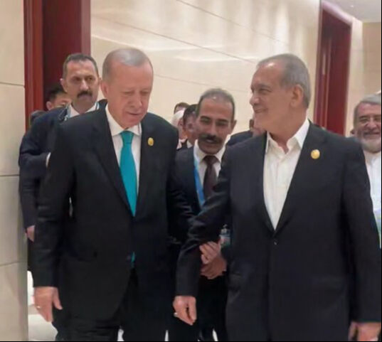 Zirvede gülümseten anlar! Pezeşkiyan davet etti, Erdoğan Fidan'ı işaret etti - 2. Resim