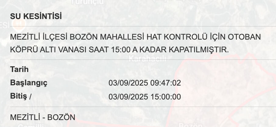 3 Eylül MESKİ su kesintisi sorgulama ekranı! Mersin’de sular saat kaçta gelecek? - 5. Resim