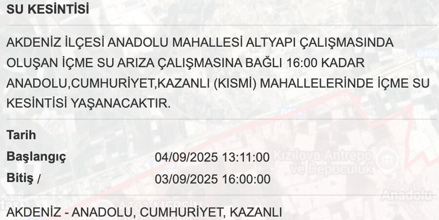 3 Eylül MESKİ su kesintisi sorgulama ekranı! Mersin’de sular saat kaçta gelecek? - 6. Resim