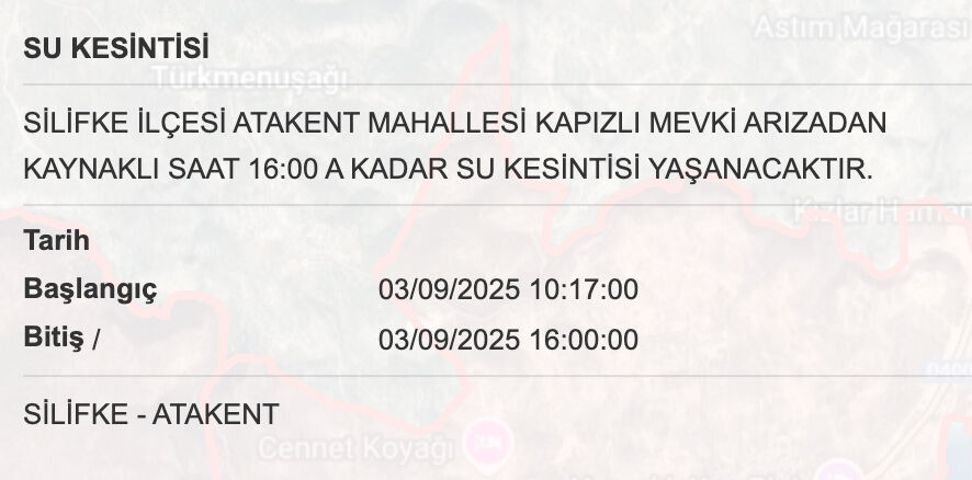 3 Eylül MESKİ su kesintisi sorgulama ekranı! Mersin’de sular saat kaçta gelecek? - 4. Resim
