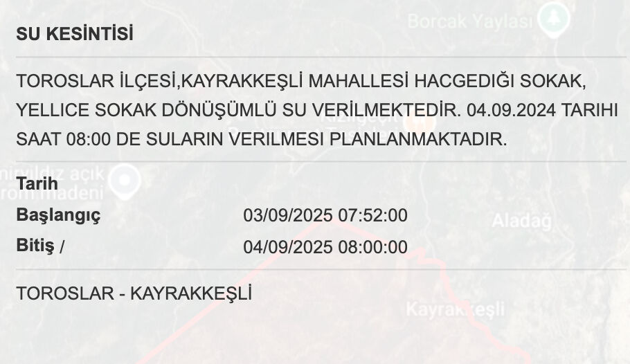 3 Eylül MESKİ su kesintisi sorgulama ekranı! Mersin’de sular saat kaçta gelecek? - 2. Resim