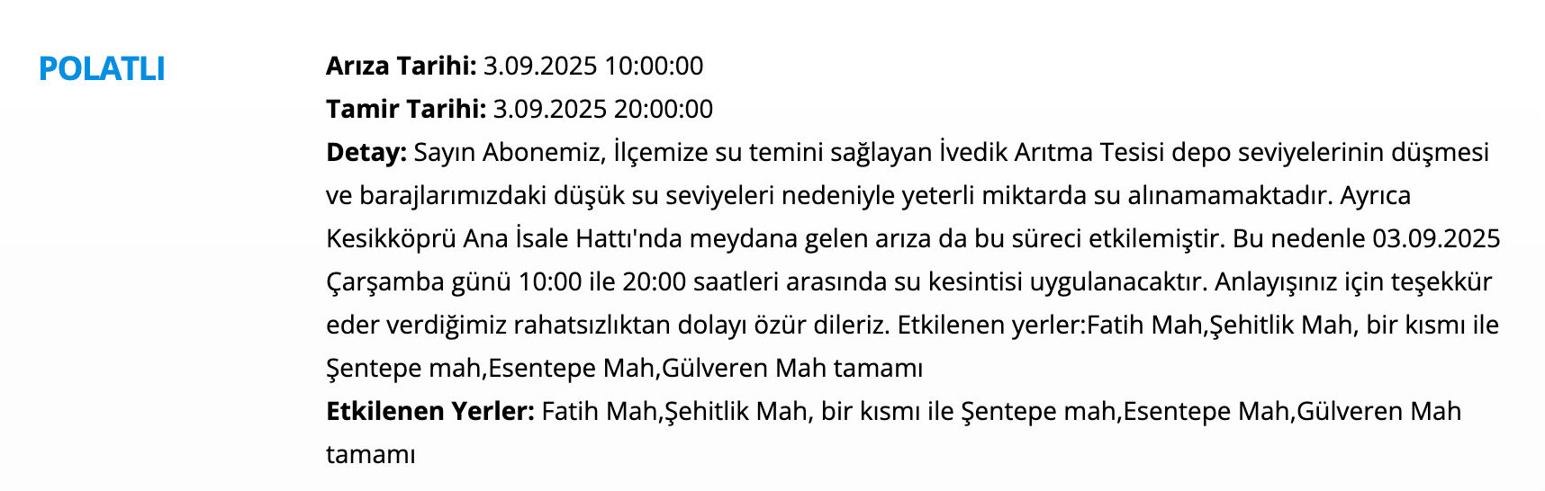 ASKİ 3 Eylül su kesintisi programı: Ankara'da sular ne zaman gelecek? Sincan, Beypazarı, Polatlı, Yenimahalle... - 3. Resim