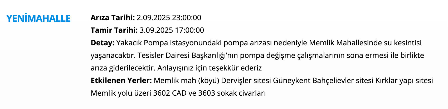 ASKİ 3 Eylül su kesintisi programı: Ankara'da sular ne zaman gelecek? Sincan, Beypazarı, Polatlı, Yenimahalle... - 4. Resim