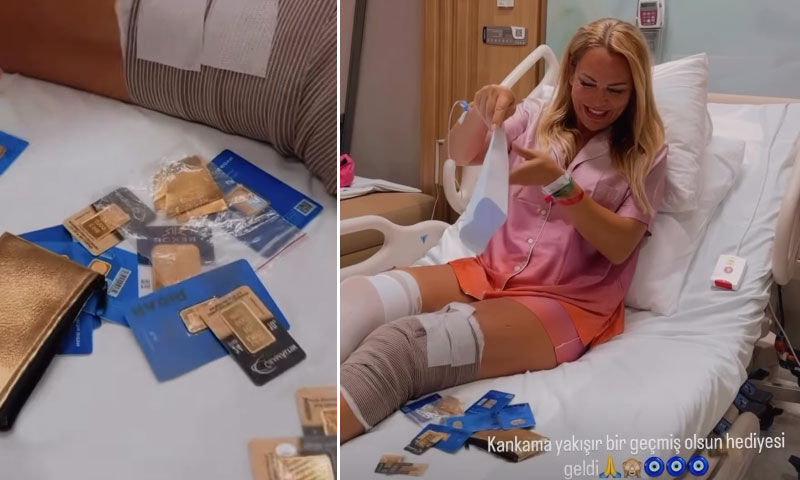 Survivor Nagihan Karadere&rsquo;ye ameliyat sonrası altın yağmuru! Zarftan 50 gram ve 100 gramlık k&uuml;l&ccedil;eler sa&ccedil;ıldı - 2. Resim