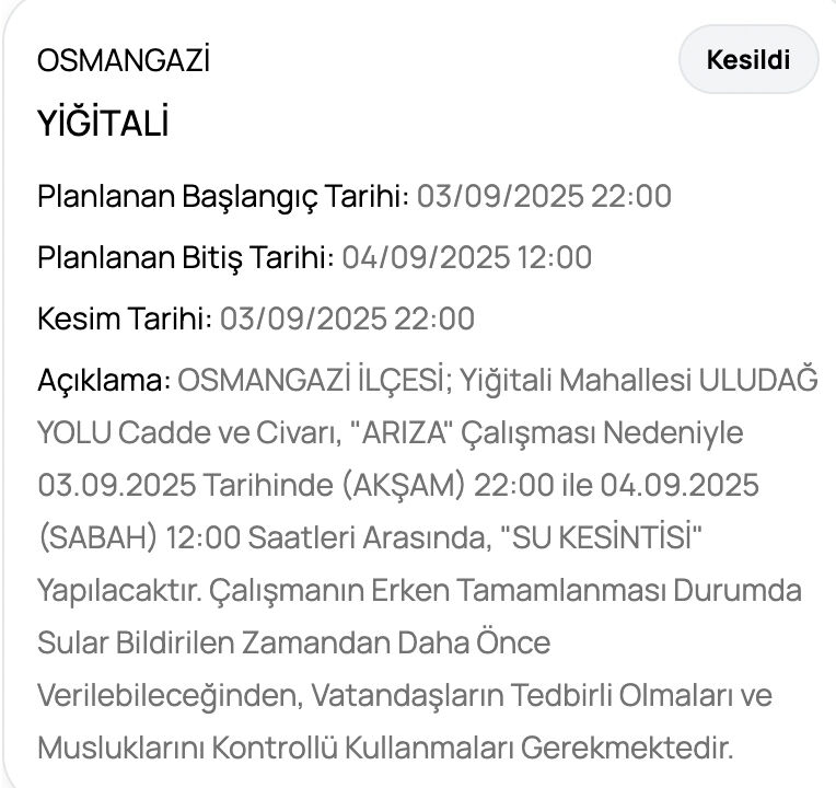 Bursa Osmangazi su kesintisi! BUSKİ su kesinti programını paylaştı! Bursa'da sular ne zaman gelecek? - 7. Resim