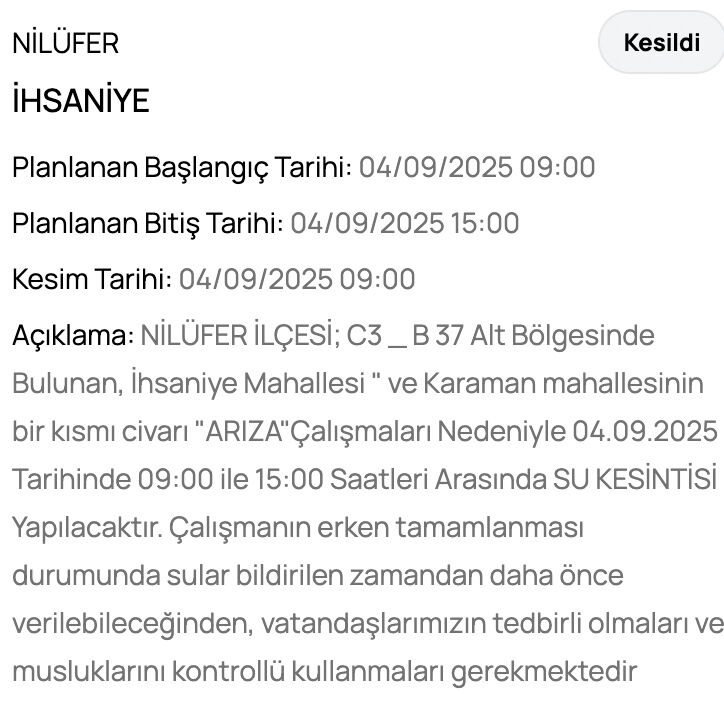 Bursa Osmangazi su kesintisi! BUSKİ su kesinti programını paylaştı! Bursa'da sular ne zaman gelecek? - 2. Resim