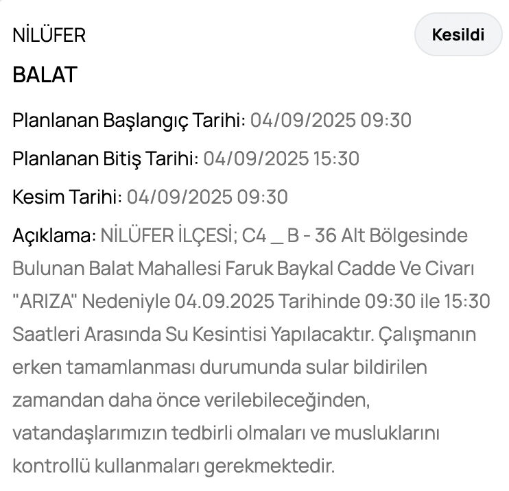 Bursa Osmangazi su kesintisi! BUSKİ su kesinti programını paylaştı! Bursa'da sular ne zaman gelecek? - 3. Resim