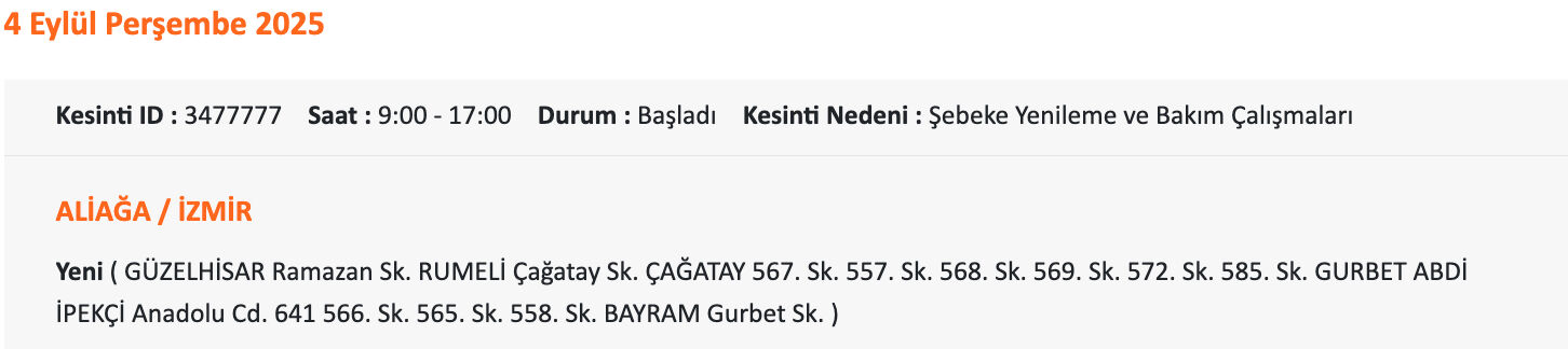Gediz elektrik kesintisi! 4 Eylül İzmir'de elektrikler ne zaman, saat kaçta gelecek? Karşıyaka, Buca, Çeşme... - 3. Resim