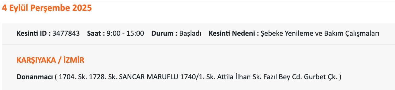 Gediz elektrik kesintisi! 4 Eylül İzmir'de elektrikler ne zaman, saat kaçta gelecek? Karşıyaka, Buca, Çeşme... - 8. Resim