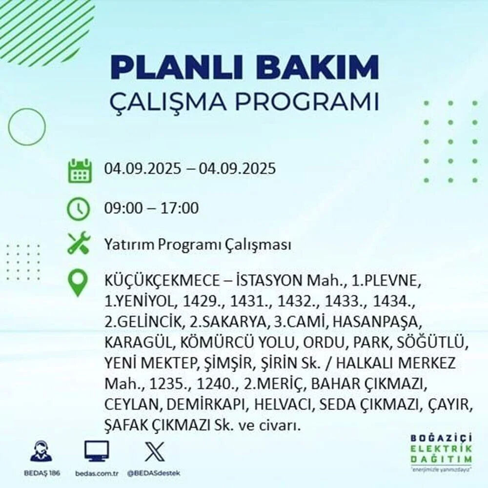 İstanbul'un hangi ilçe ve mahallelerinde elektrikler kesilecek? BEDAŞ duyurdu! Karanlık 9 saat sürecek - 35. Resim