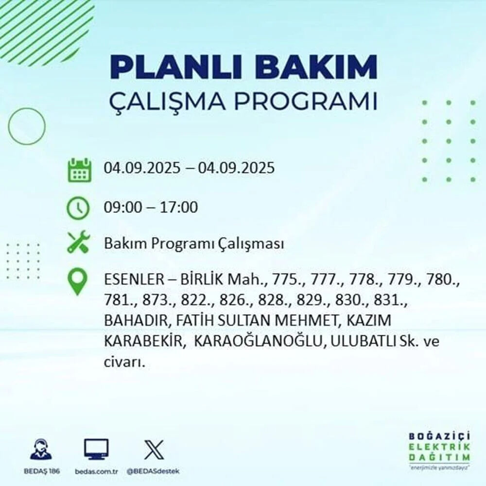 İstanbul'un hangi ilçe ve mahallelerinde elektrikler kesilecek? BEDAŞ duyurdu! Karanlık 9 saat sürecek - 19. Resim