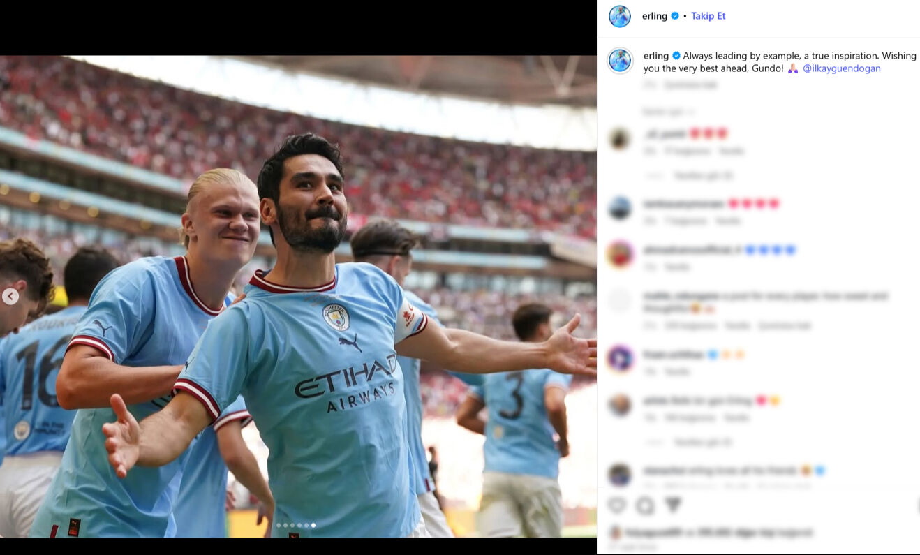 Haaland'dan Fenerbahçe ve Galatasaray'ın yıldızlarına veda! İlkay ve Ederson'a beğeni yağdı - 3. Resim