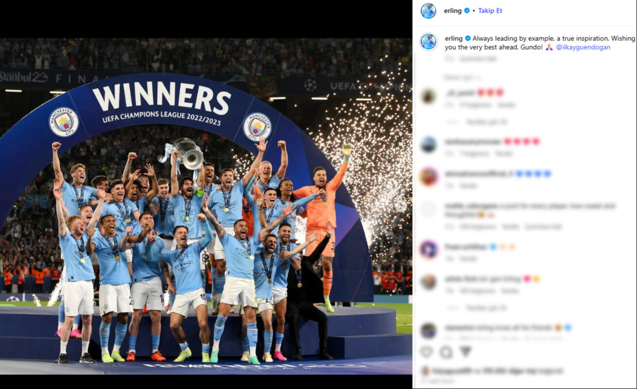 Haaland'dan Fenerbahçe ve Galatasaray'ın yıldızlarına veda! İlkay ve Ederson'a beğeni yağdı - 4. Resim