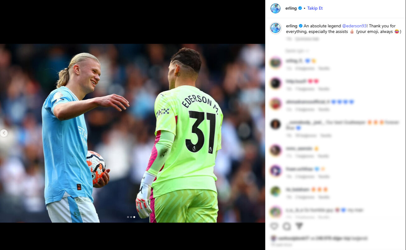 Haaland'dan Fenerbahçe ve Galatasaray'ın yıldızlarına veda! İlkay ve Ederson'a beğeni yağdı - 2. Resim