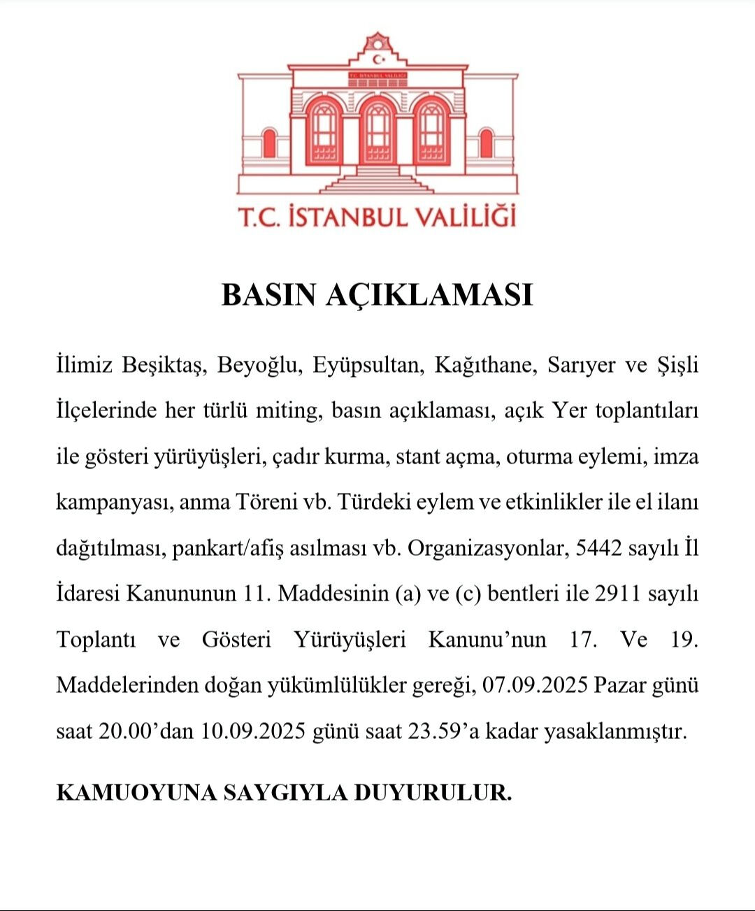 6 ilçede gösteri ve yürüyüşler yasaklandı! - 1. Resim