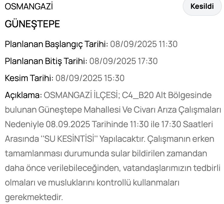 Bursa Nilüfer su kesintisi: Bursa'da sular ne zaman gelecek? Osmangazi, Yıldırım.... Bursa Nilüfer su kesintisi: Bursa'da sular ne zaman gelecek? Osmangazi, Yıldırım.... - 9. Resim
