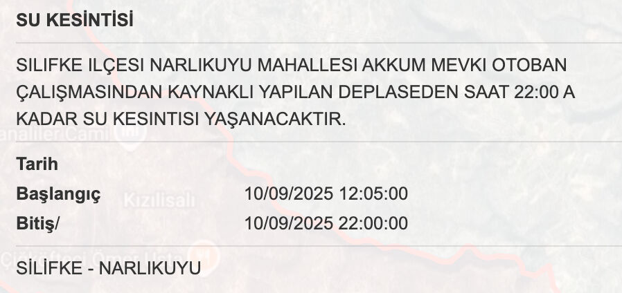 10 Eylül MESKİ su kesintisi sorgulama ekranı: Mersin’de sular ne zaman saat kaçta gelecek? 10 Eylül MESKİ su kesintisi sorgulama ekranı: Mersin’de sular ne zaman saat kaçta gelecek? - 5. Resim